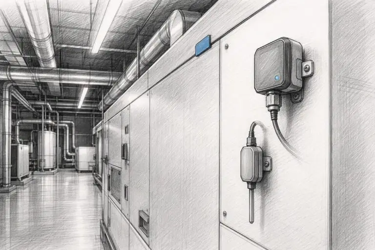 Ingatlanok gépházában lévő szenzorok AI-alapú karbantartáshoz