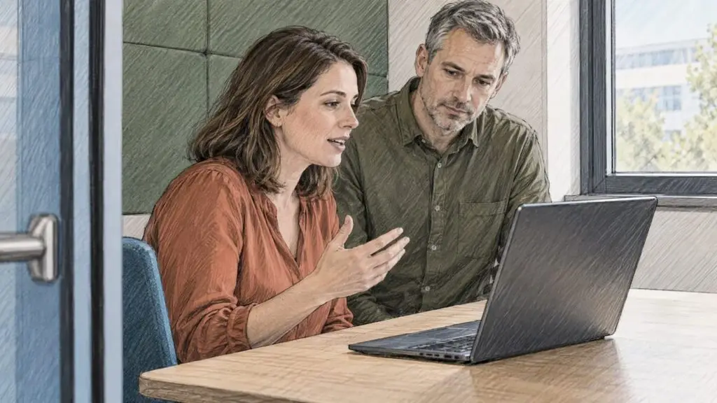 Munkatársak spontán beszédet rögzítenek laptopmikrofonnal